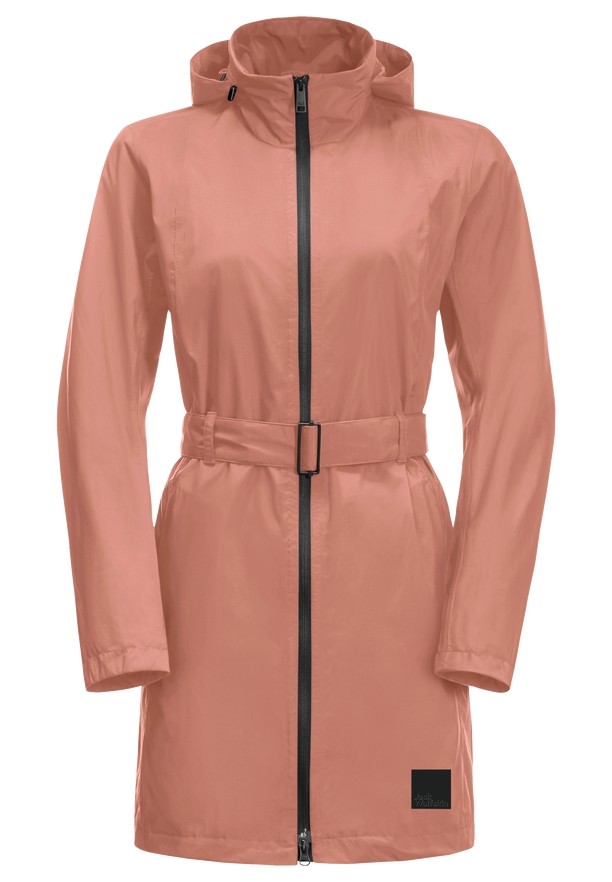 Pink Women Jack Wolfskin Norden Port Raincoat | 46632051