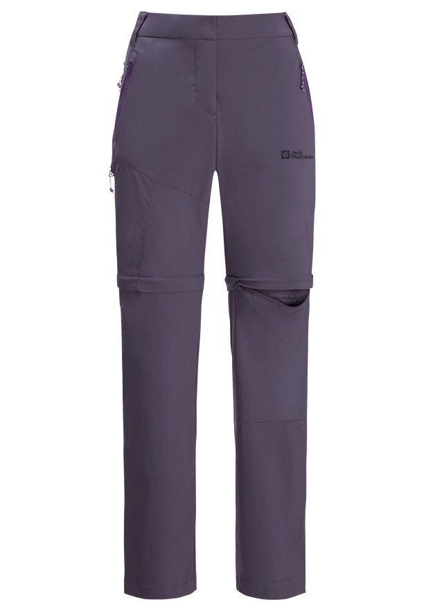 Purple Women Jack Wolfskin Glastal Zip Away Hiking Pants | 37005562