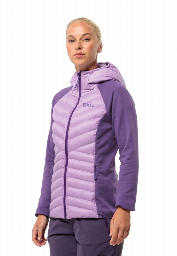 Purple Women Jack Wolfskin Routeburn Pro Hybrid Jackets | 83610197