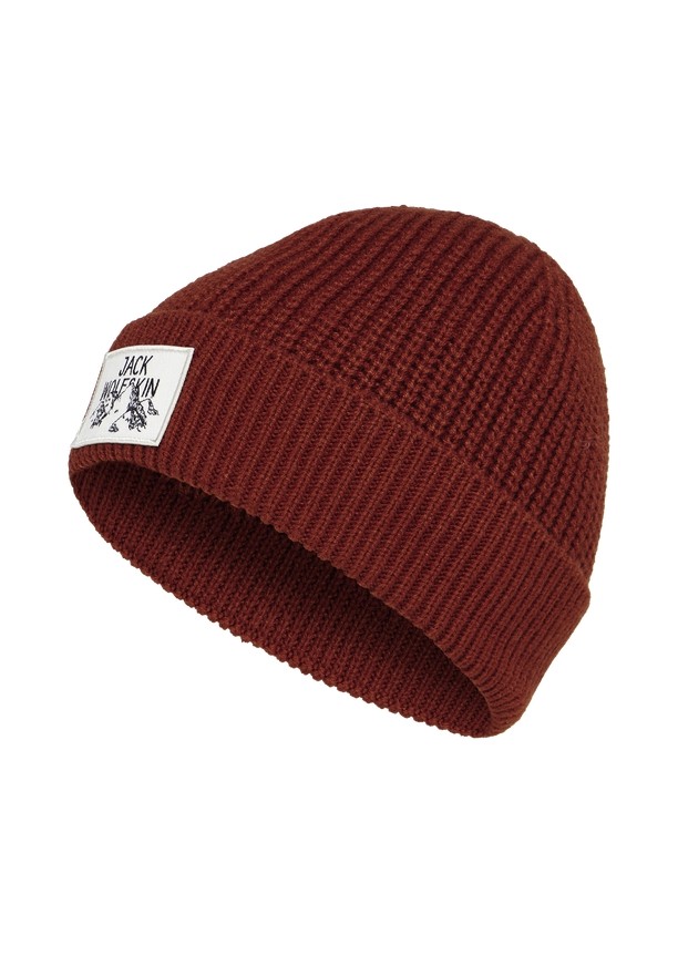 Red Women Jack Wolfskin Badge Beanie | 41148423