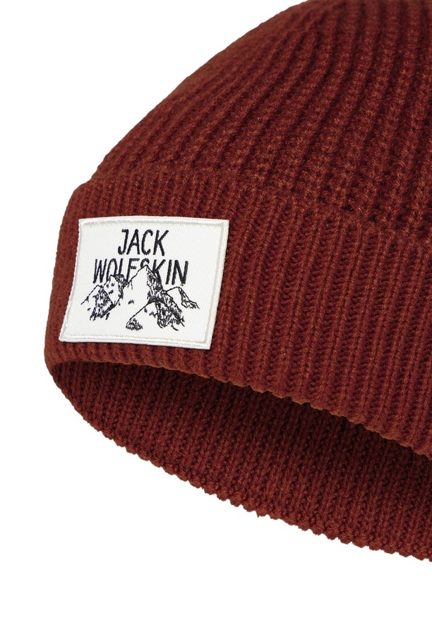 Red Women Jack Wolfskin Badge Beanie | 41148423