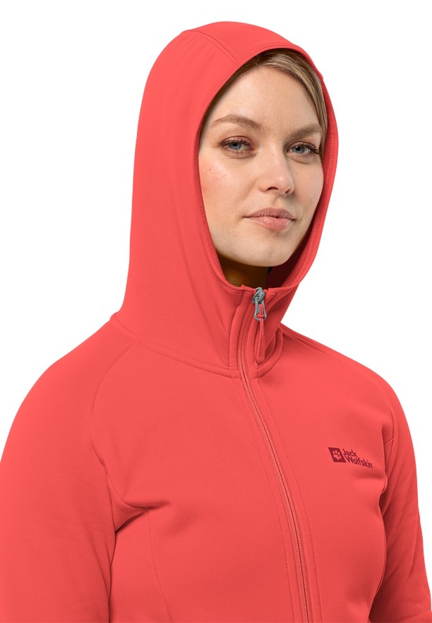Red Women Jack Wolfskin Baiselberg Hooded Fz Fleece Jackets | 54480666