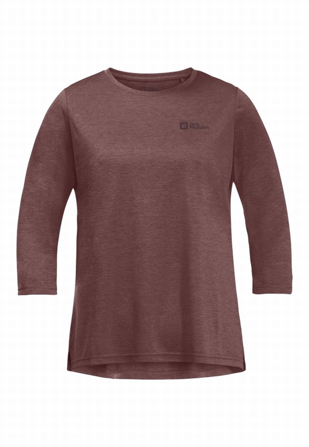 Red Women Jack Wolfskin Crosstrail 3/4 T Shirts | 76394321
