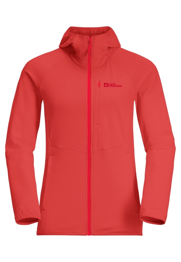 Red Women Jack Wolfskin Kolbenberg Hooded Fz Fleece Jackets | 68333985