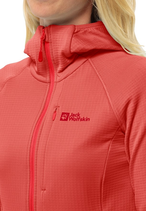 Red Women Jack Wolfskin Kolbenberg Hooded Fz Fleece Jackets | 68333985