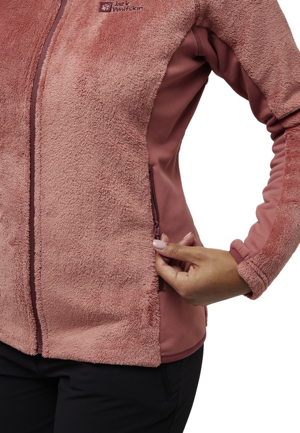 Red Women Jack Wolfskin Rotwand Hooded Fz Fleece Jackets | 17585490