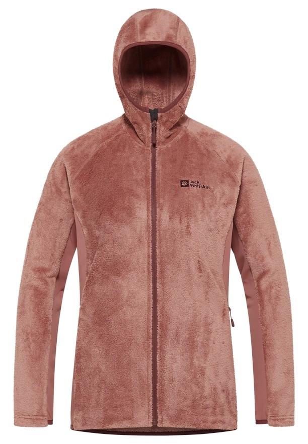 Red Women Jack Wolfskin Rotwand Hooded Fz Fleece Jackets | 17585490