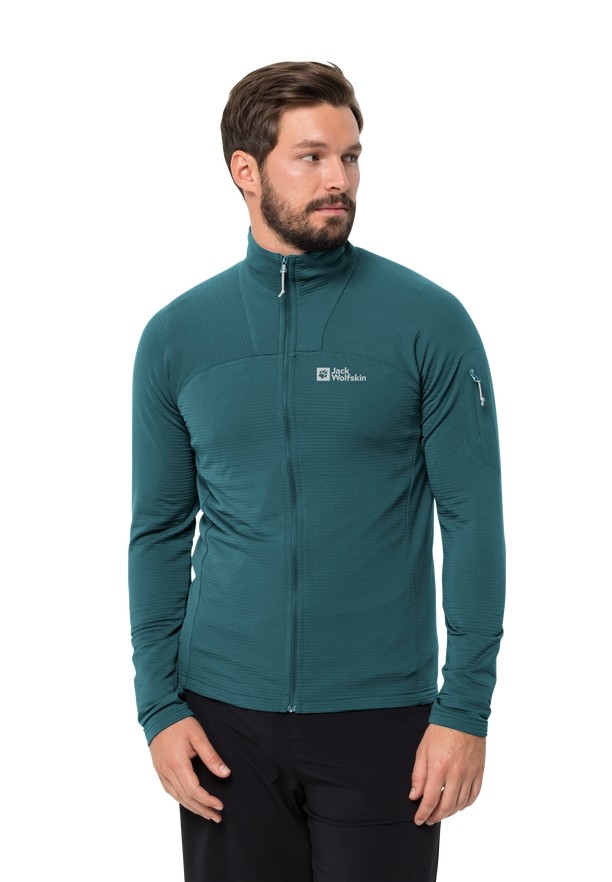Turquoise Men Jack Wolfskin Prelight Fz Fleece Jackets | 82382908