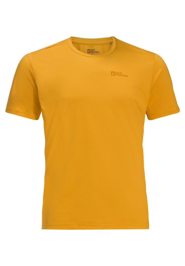 Yellow Men Jack Wolfskin Delgami S/s T Shirts | 97323553