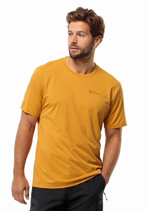 Yellow Men Jack Wolfskin Delgami S/s T Shirts | 97323553