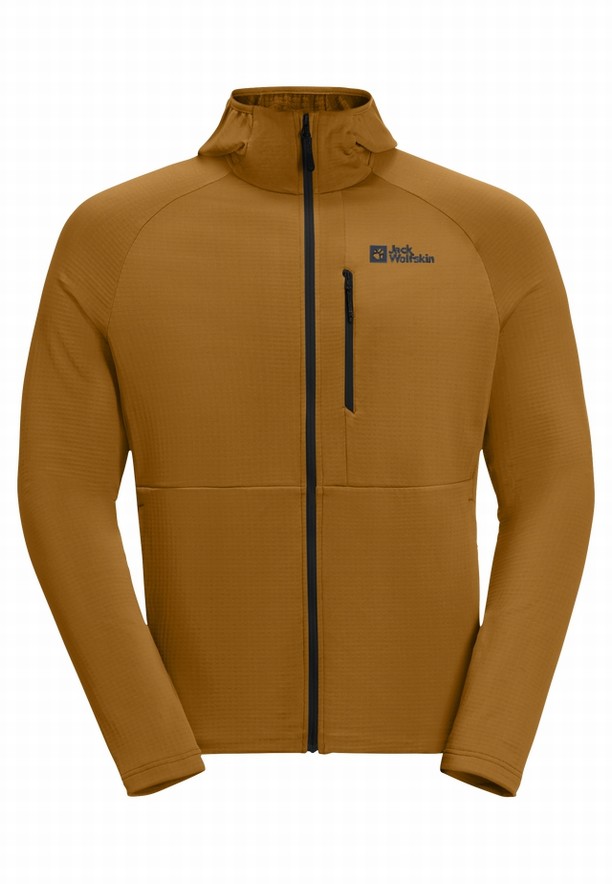 Yellow Men Jack Wolfskin Kolbenberg Hooded Fz Fleece Jackets | 90019652