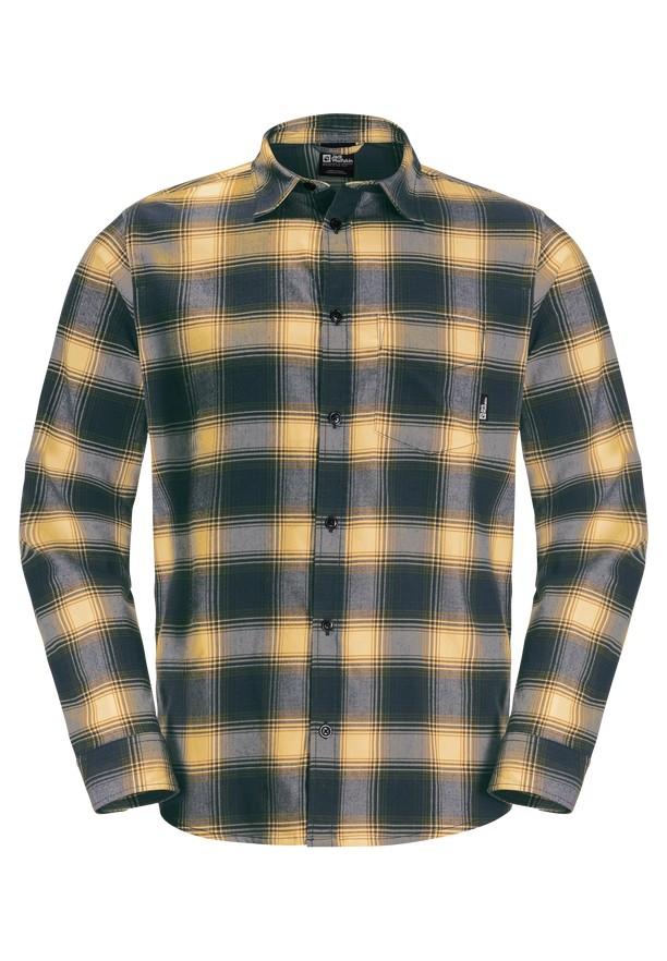 Yellow Men Jack Wolfskin Wanderweg Shirts | 41170217